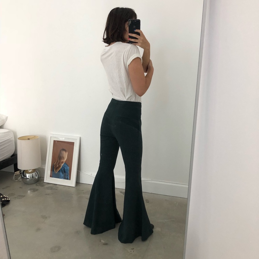 Green High Waisted Extreme Flare Bell Bottom Pants - Picture 2 of 4
